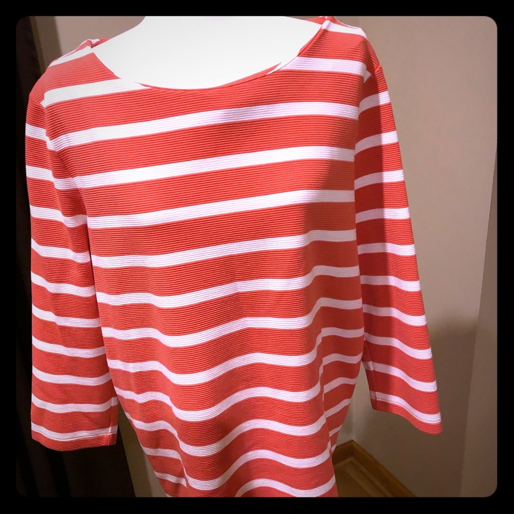 Ann Taylor peach white striped top XL